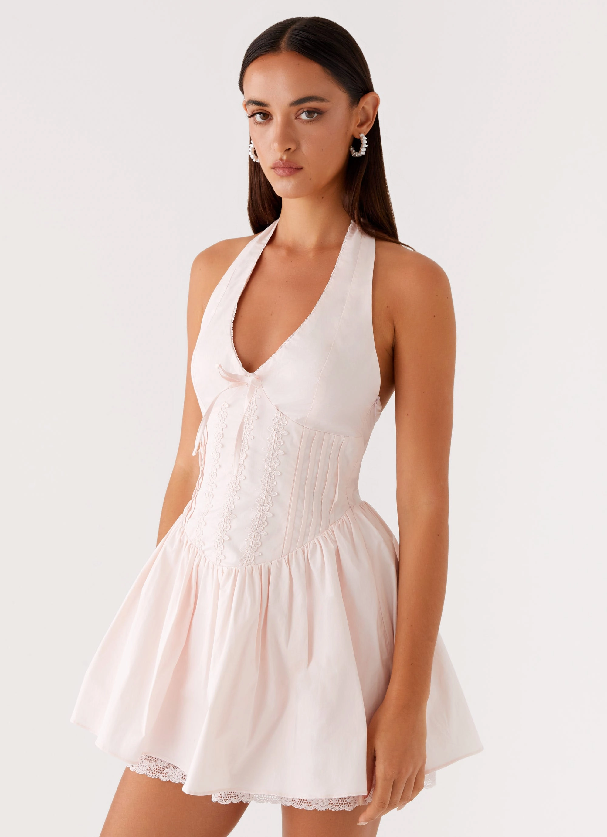 Photo Bright Linen-Blend Moira Mini Dress - Pink