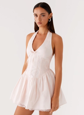 Photo Bright Linen-Blend Moira Mini Dress - Pink