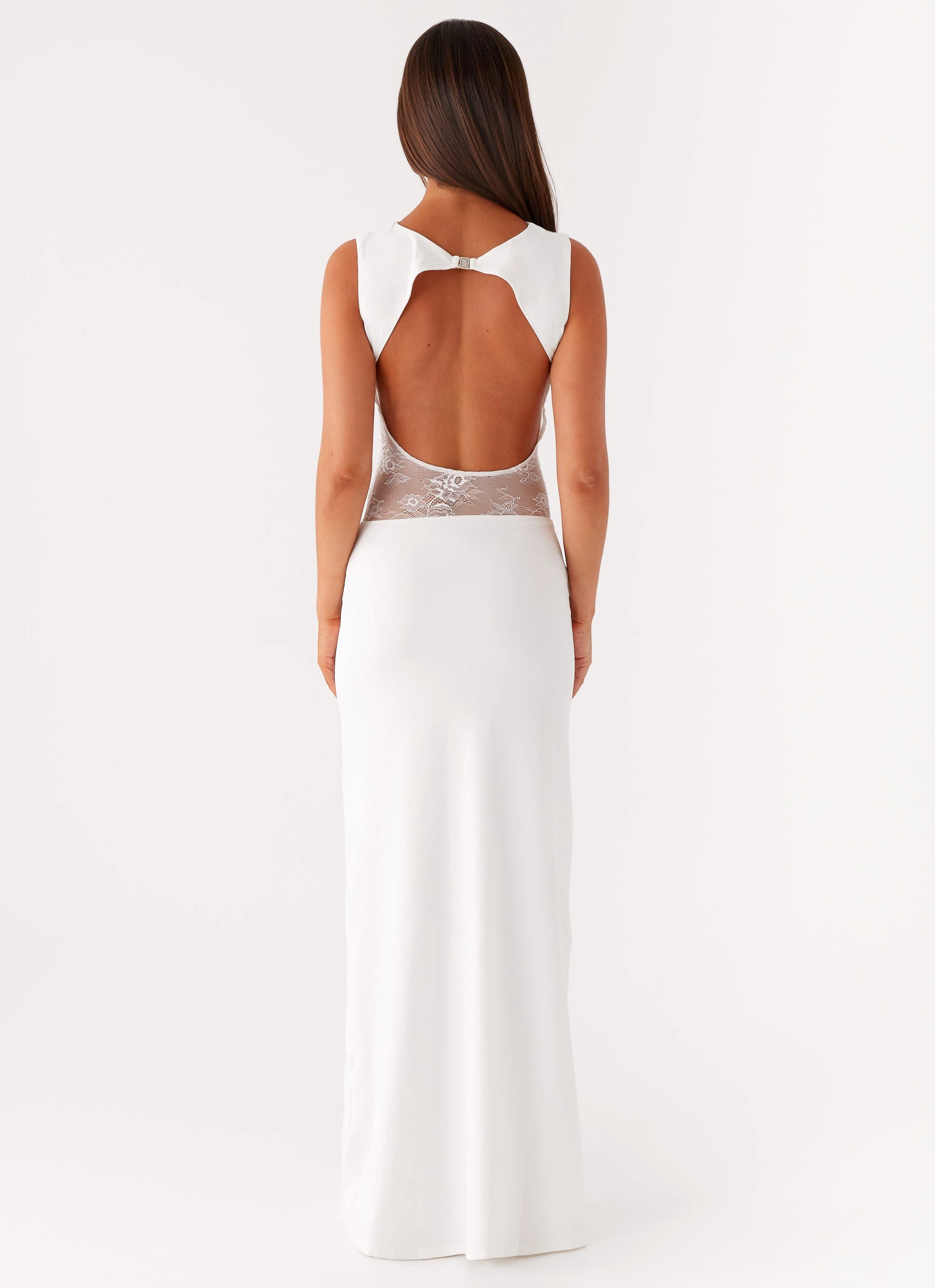Medina Lace Maxi Dress - White Trendy Fit Look