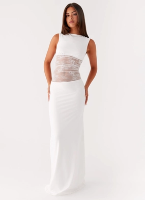 Light Fabric Medina Lace Maxi Dress - White Medina Lace Maxi Dress - White Confident Mood Soft Touch