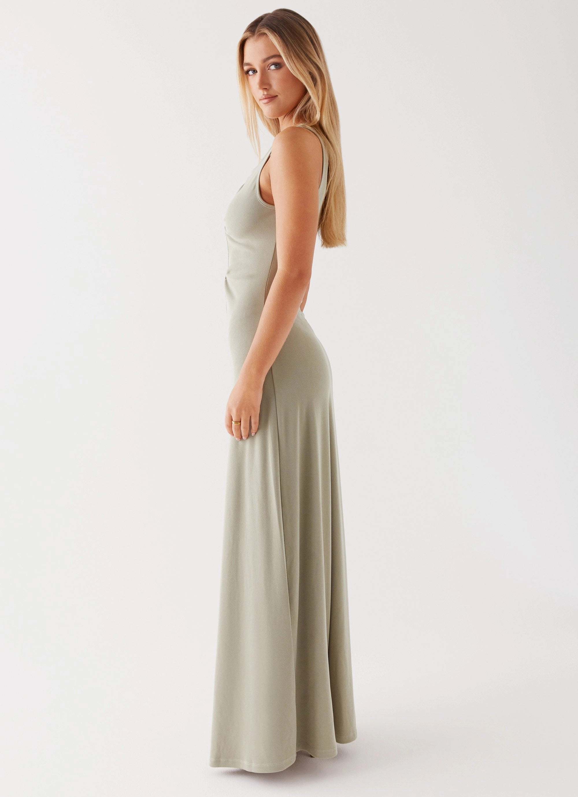 Open Back Clean Edge Valli Maxi Dress - Sage