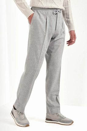 Light grey flannel Alassio with pleat trousers - Made in Italy Light grey flannel Alassio with pleat trousers - Made in Italy