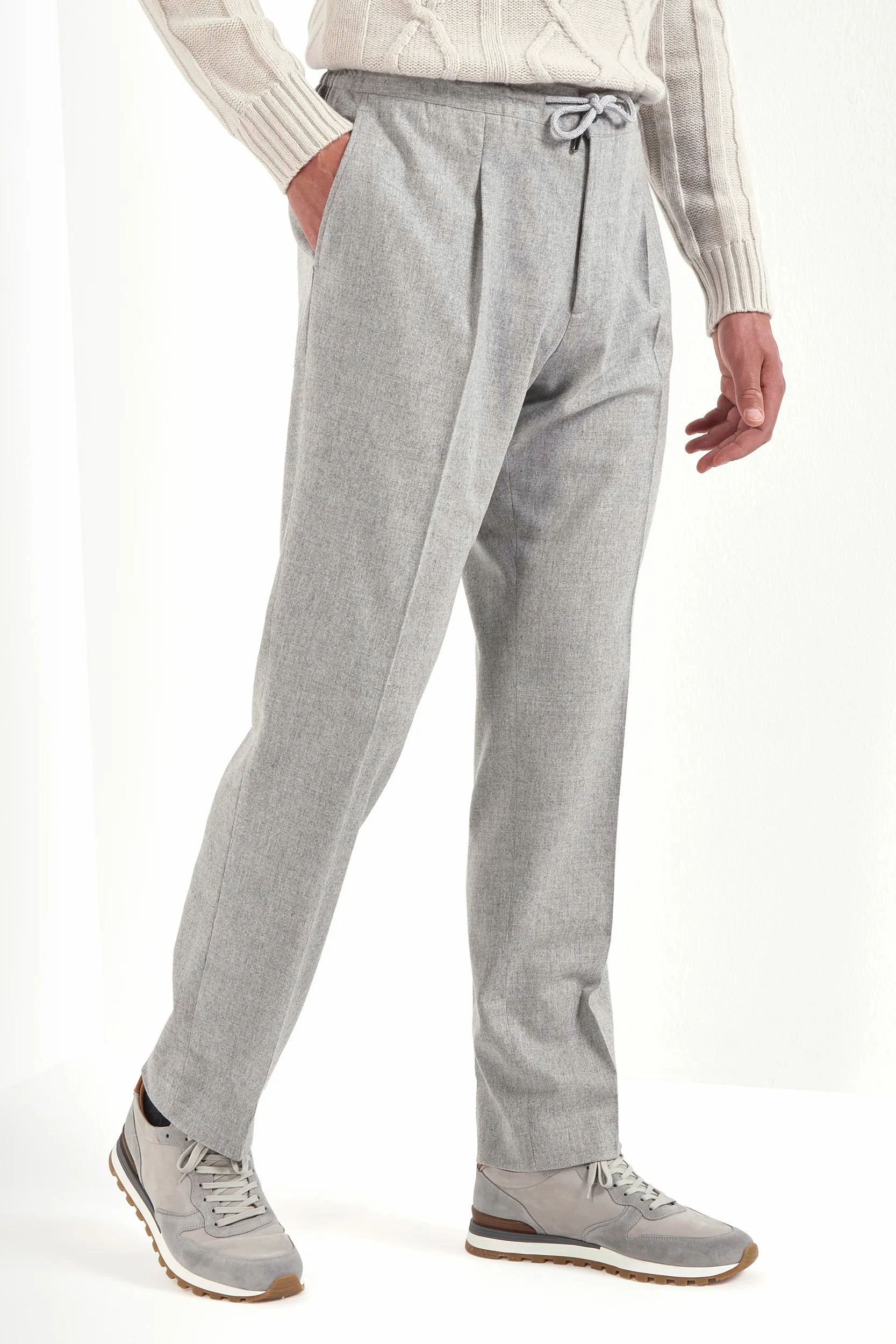 Light grey flannel Alassio with pleat trousers - Made in Italy