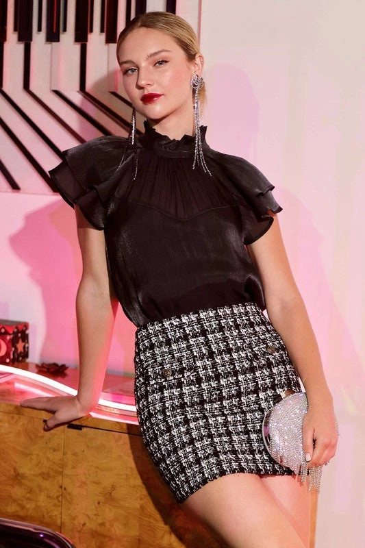 RibbedTrim Friction Resistant Finish Rue Ruffle Top (FINIAL SALE)