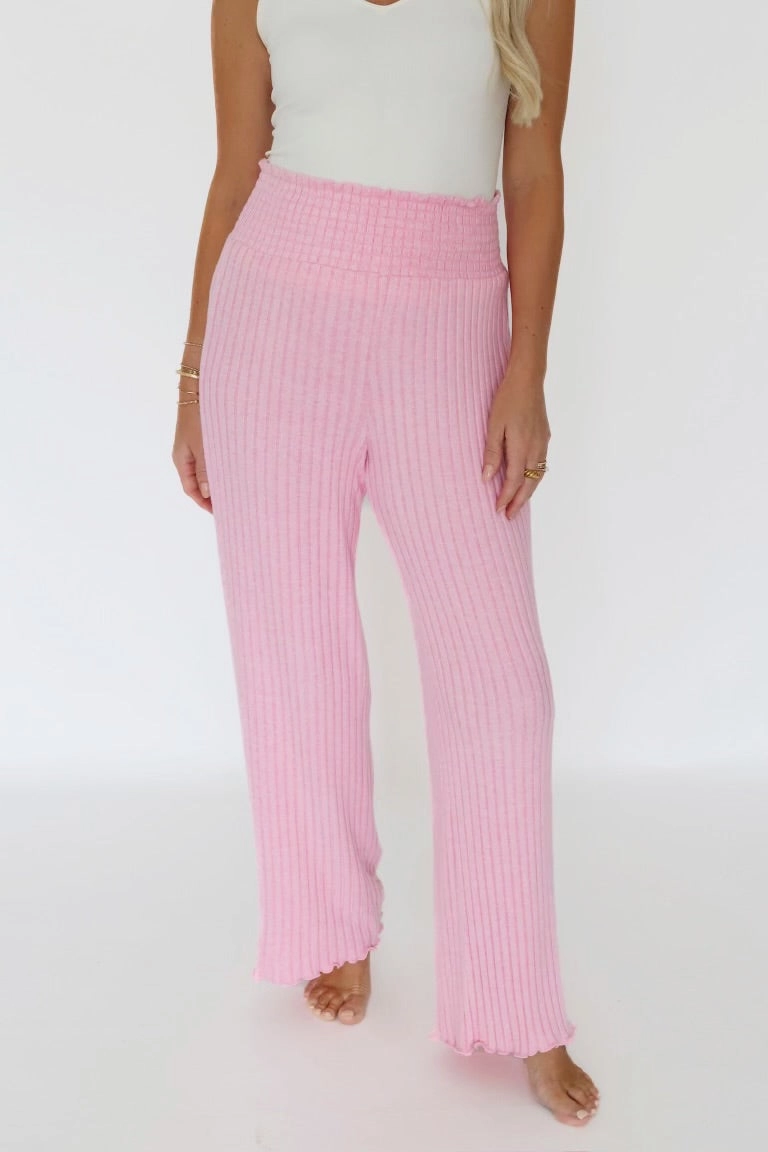 SoftTouchFinish Dawn Smocked Rib Pant - Passionfruit