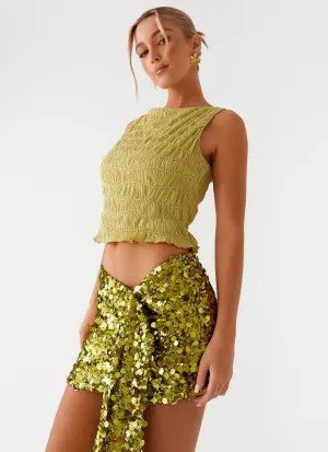 Lights On Sequin Mini Skirt - Olive Non Irritating Seams