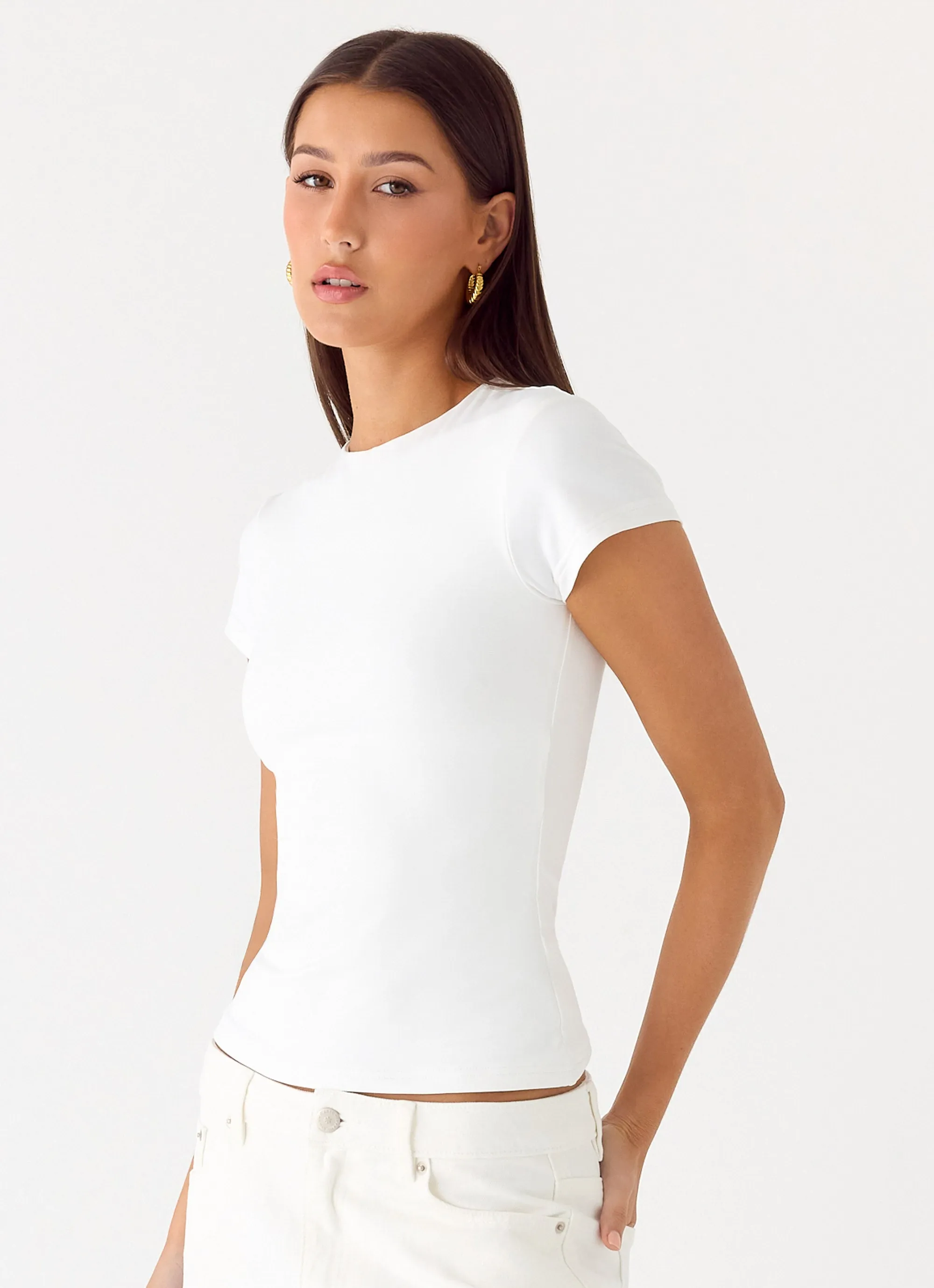 Soft and Flexible Chic Cut About You Top - White