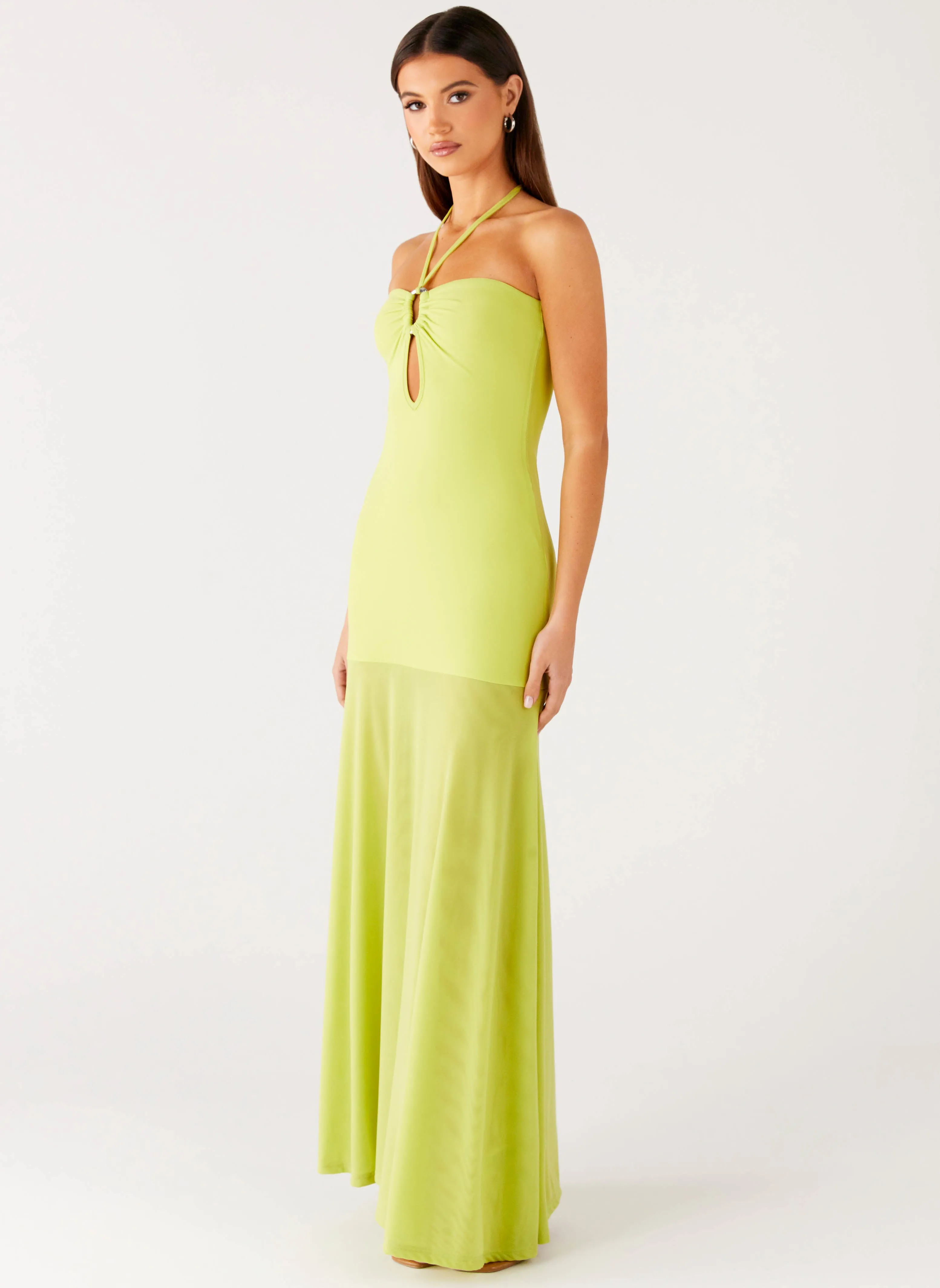 Claria Maxi Dress - Lime Stretchable Material Eco Dye Technique