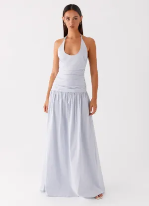 Lightweight Styles Cristina Halter Maxi Dress - Cornflower Blue Flexible Material Flatlock stitching Cristina Halter Maxi Dress - Cornflower Blue