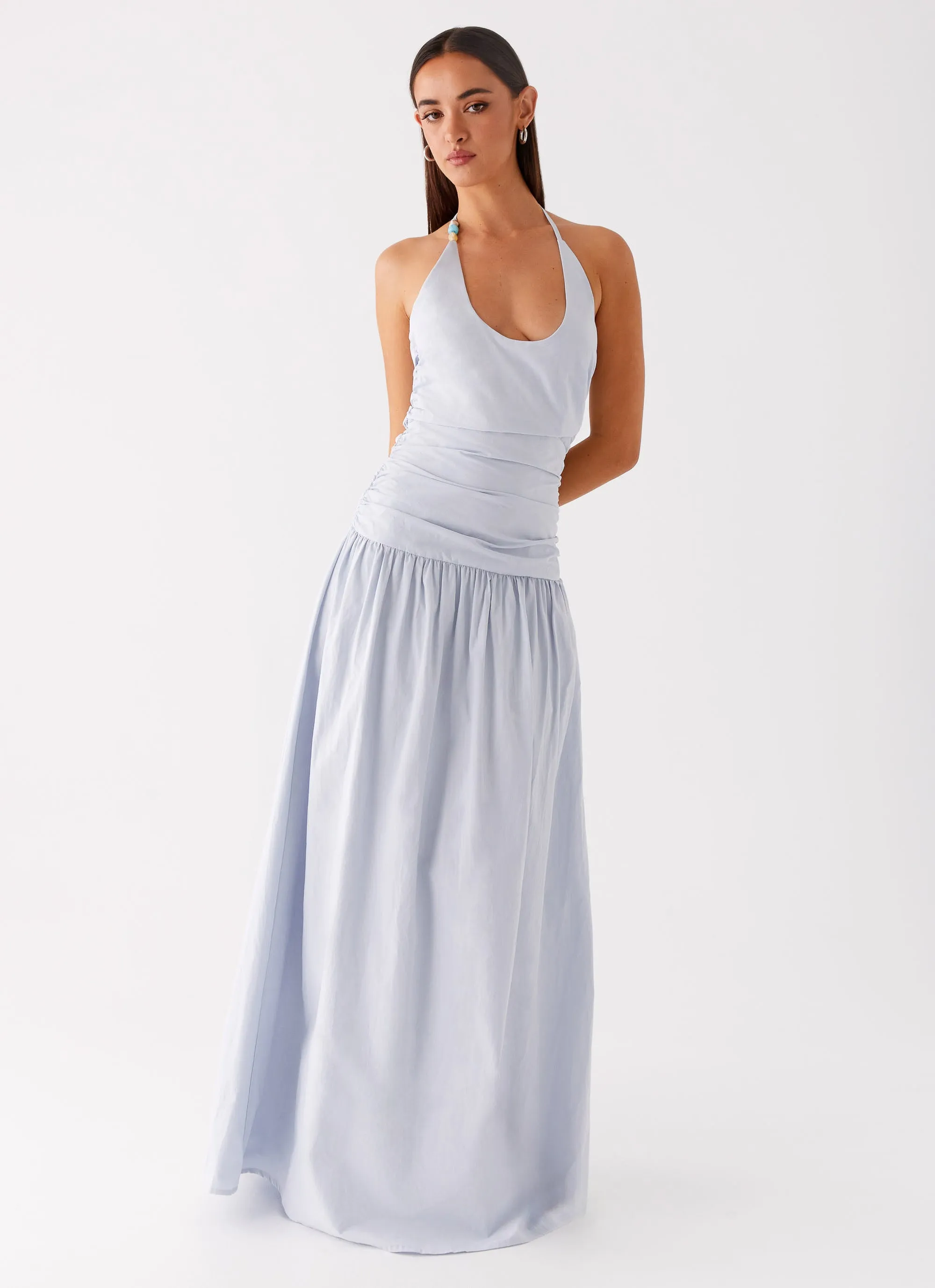 Cristina Halter Maxi Dress - Cornflower Blue Cocktail Party