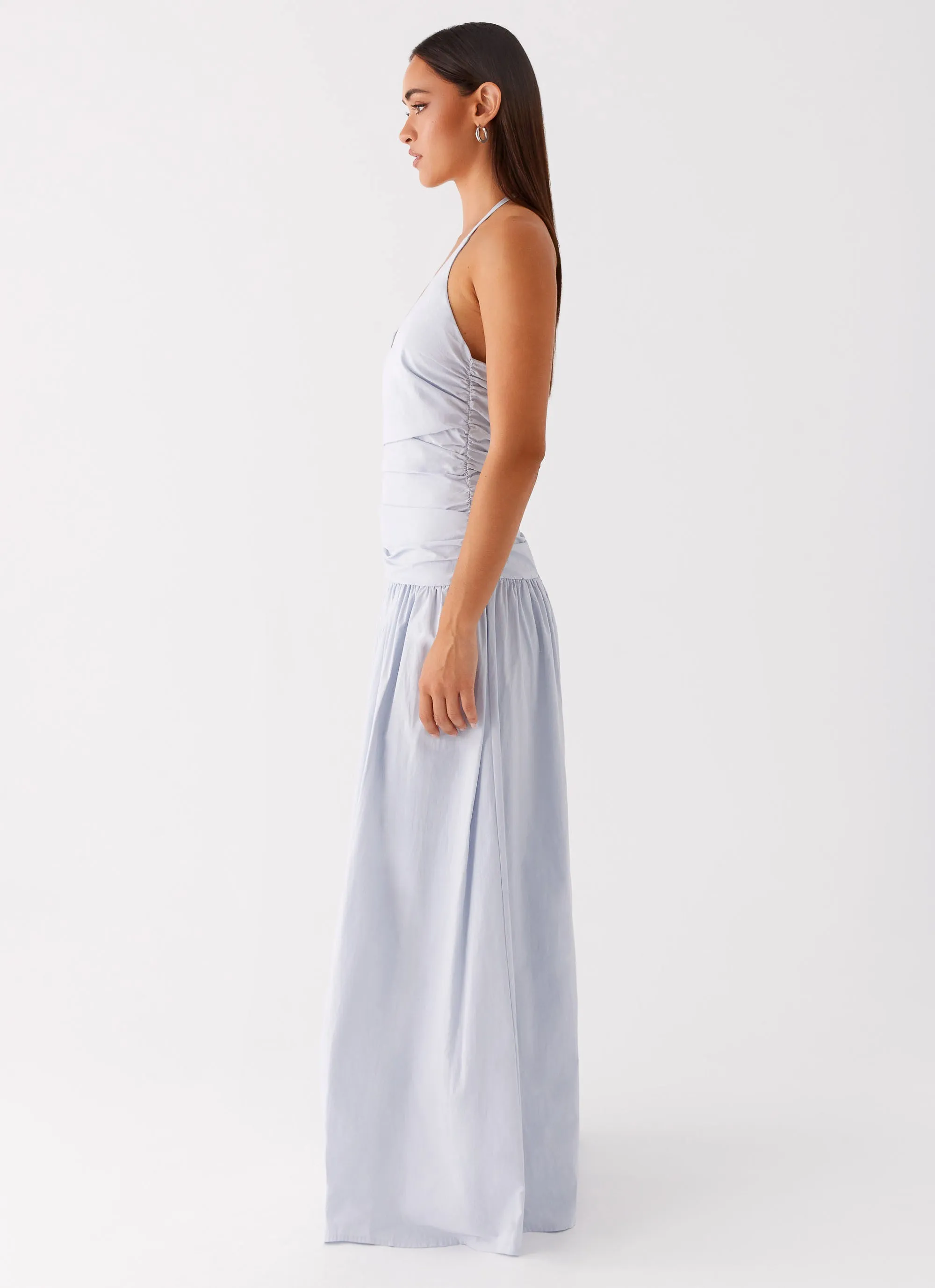 Cristina Halter Maxi Dress - Cornflower Blue Trendsetter Choice Seamless Sides