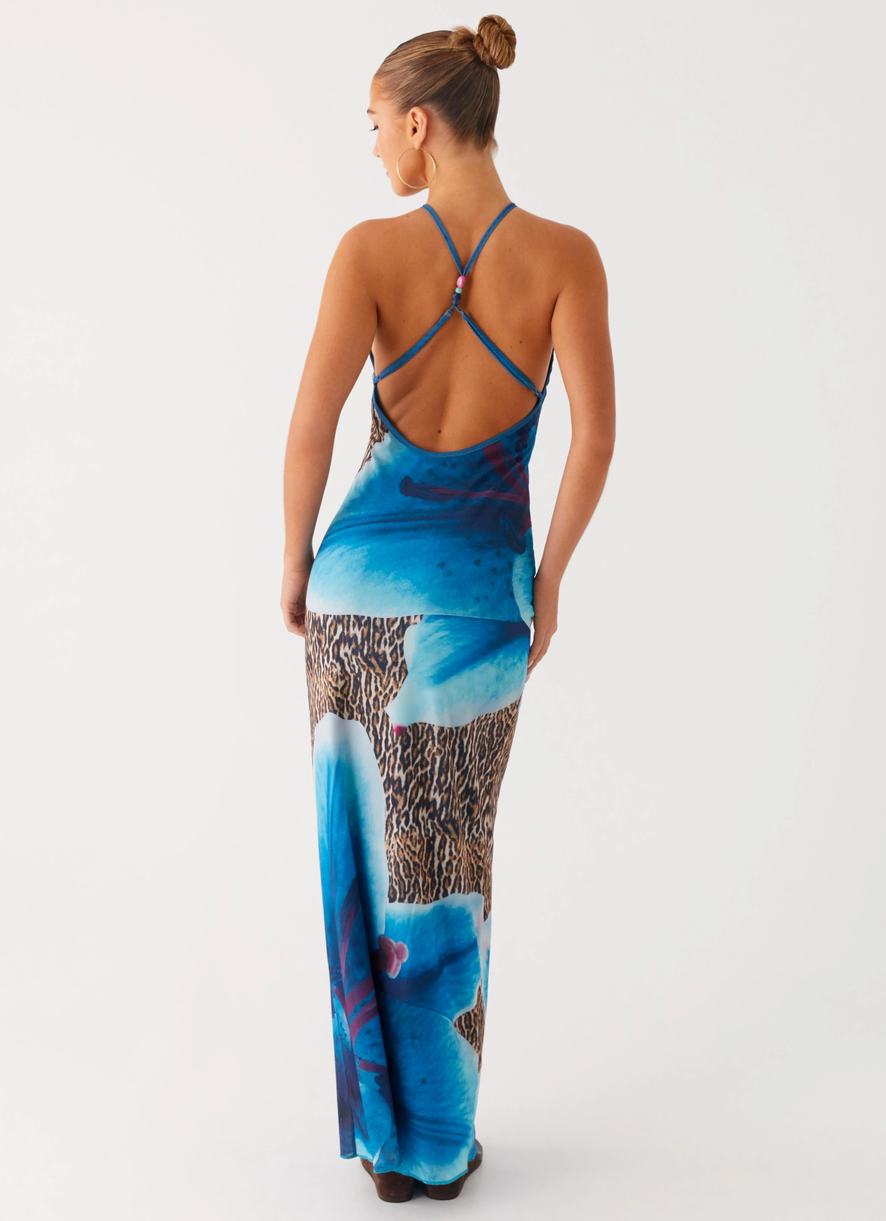 Sandy Siren Maxi Dress - Cheetah Floral Vibe Style