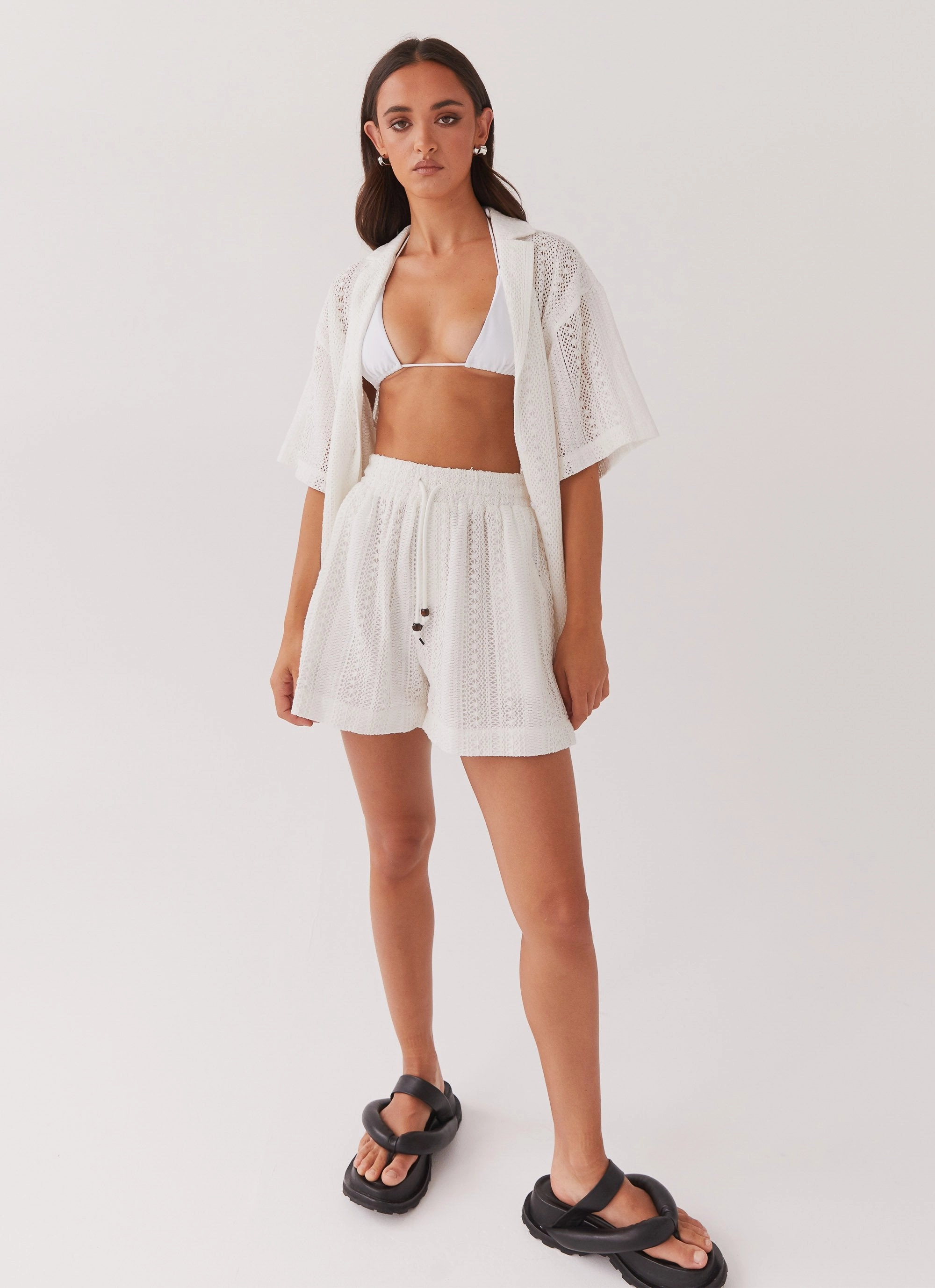 MoistureWicking Casual Must-Have Sun Catcher Knit Shorts - Ivory