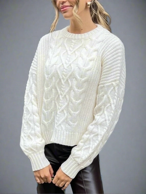 NEW FIT Juniper Cable Knit Jumper in Cream Anti Odor Finish Outdoor Apparel