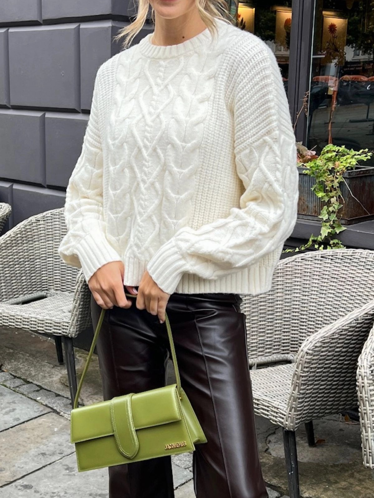 NEW FIT Juniper Cable Knit Jumper in Cream PolishedFinish