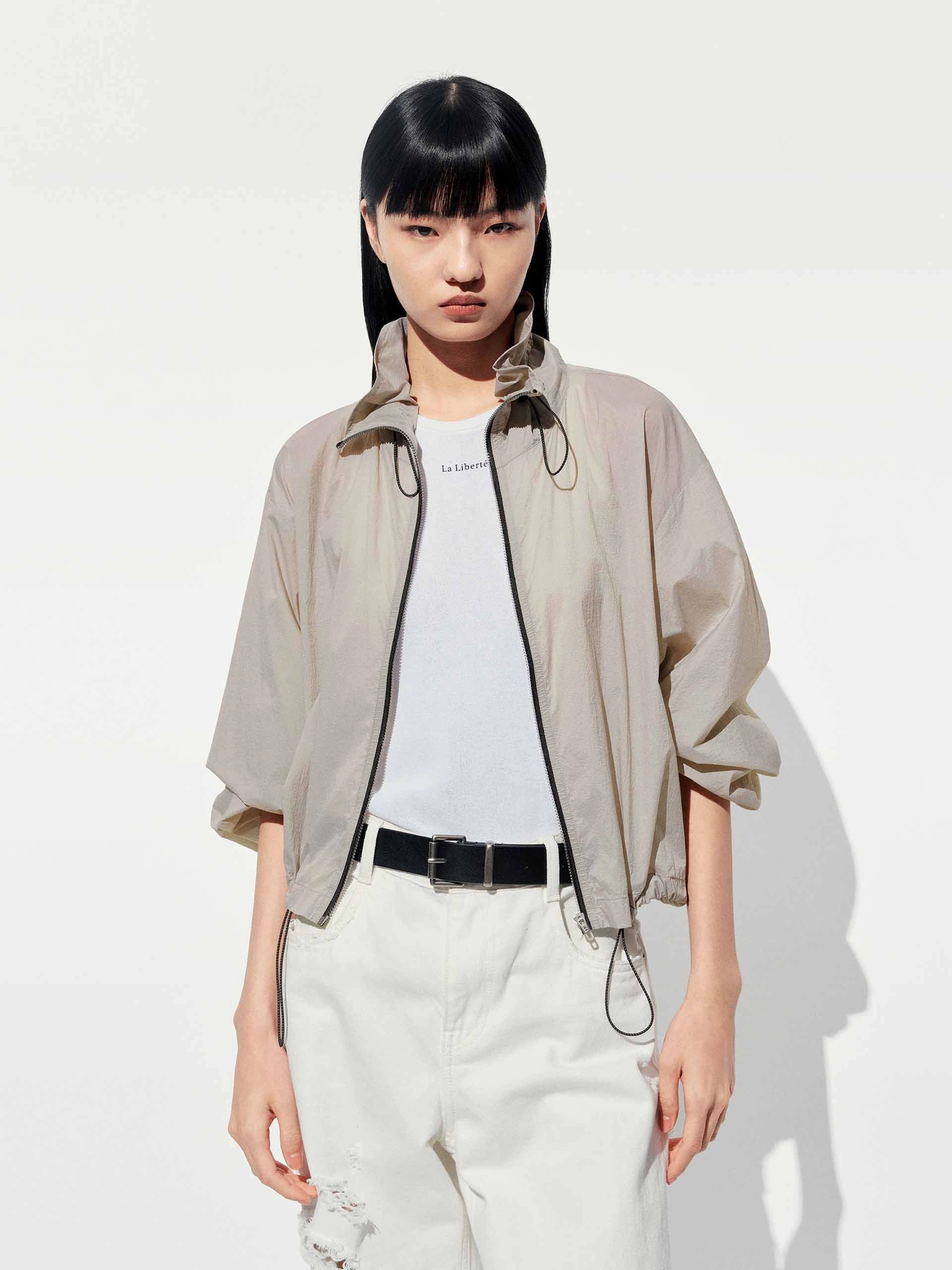 Lightweight Drawstring Cropped Jacket