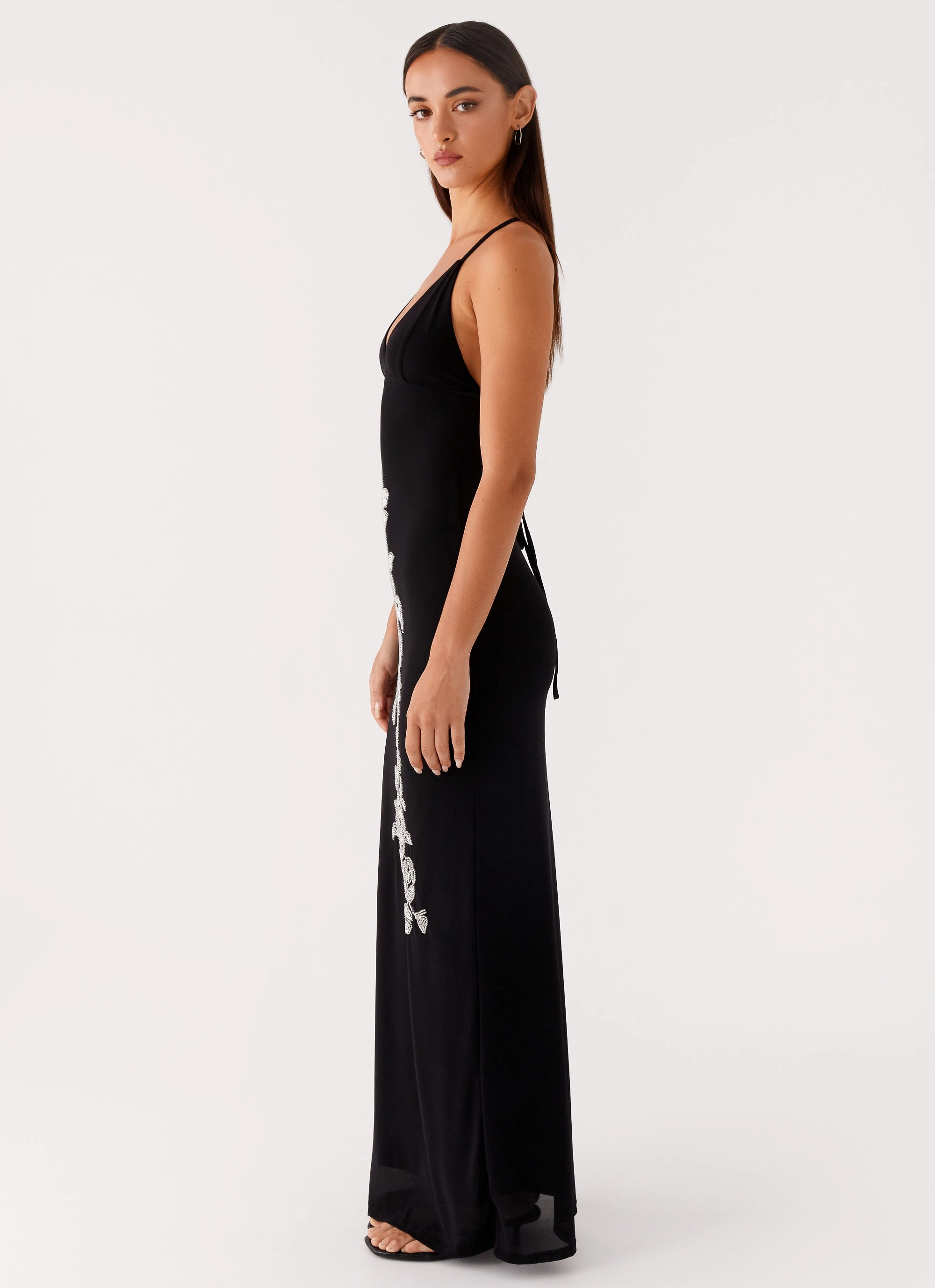 Fit Clean Chill Comfort Beki Beaded Mesh Maxi Dress - Black