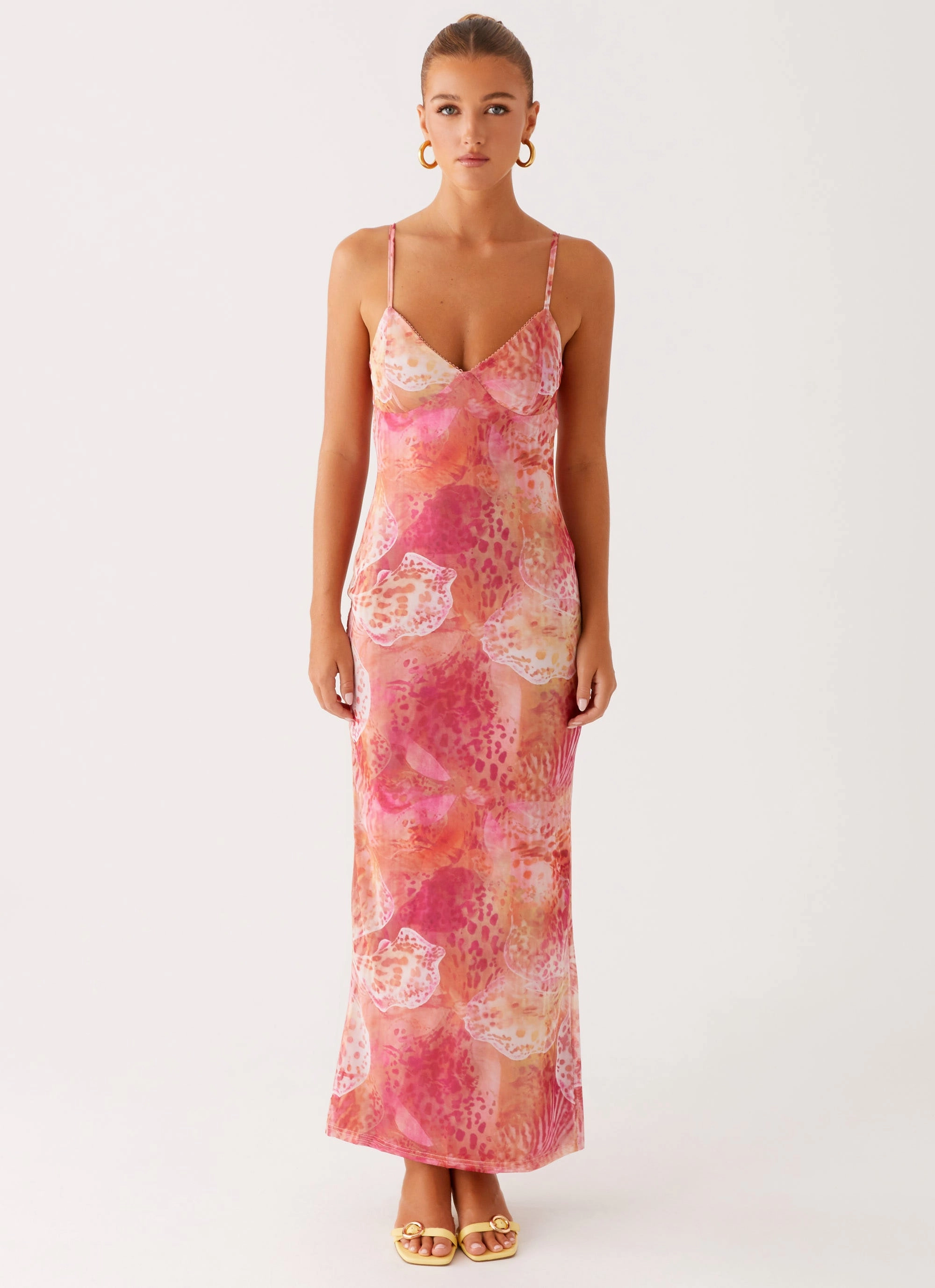 Kasey Midi Dress - Flamingo Fling Light Volume Relaxed Fit Design