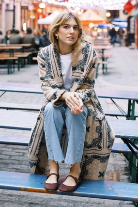 Lightweight Textile MASON'S DAUGHTER | Coco Robe Coat, Cream Bandana Print StretchWaistband Non-Binding Fit MASON'S DAUGHTER | Coco Robe Coat, Cream Bandana Print