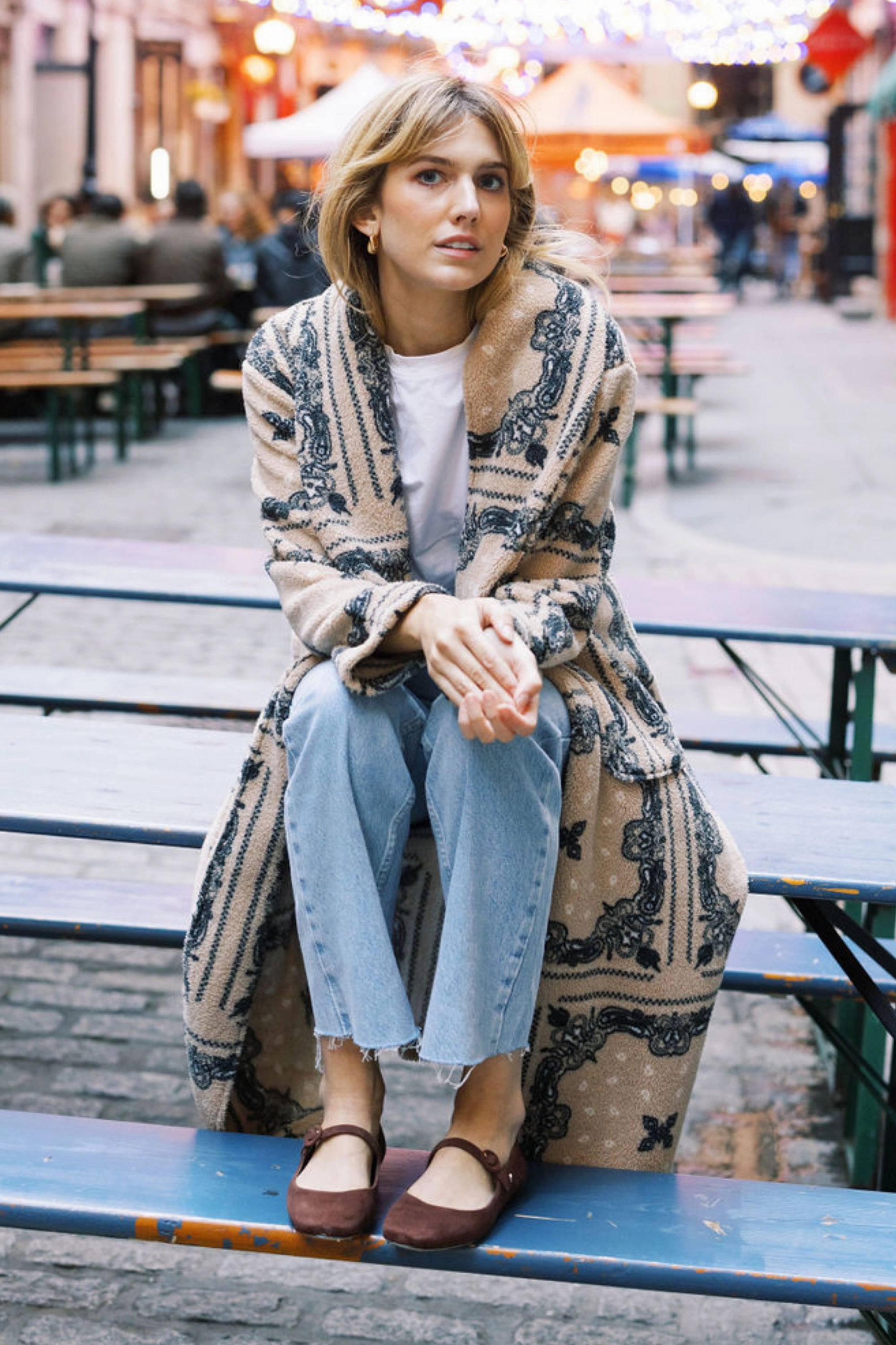 StretchWaistband Non-Binding Fit MASON'S DAUGHTER | Coco Robe Coat, Cream Bandana Print