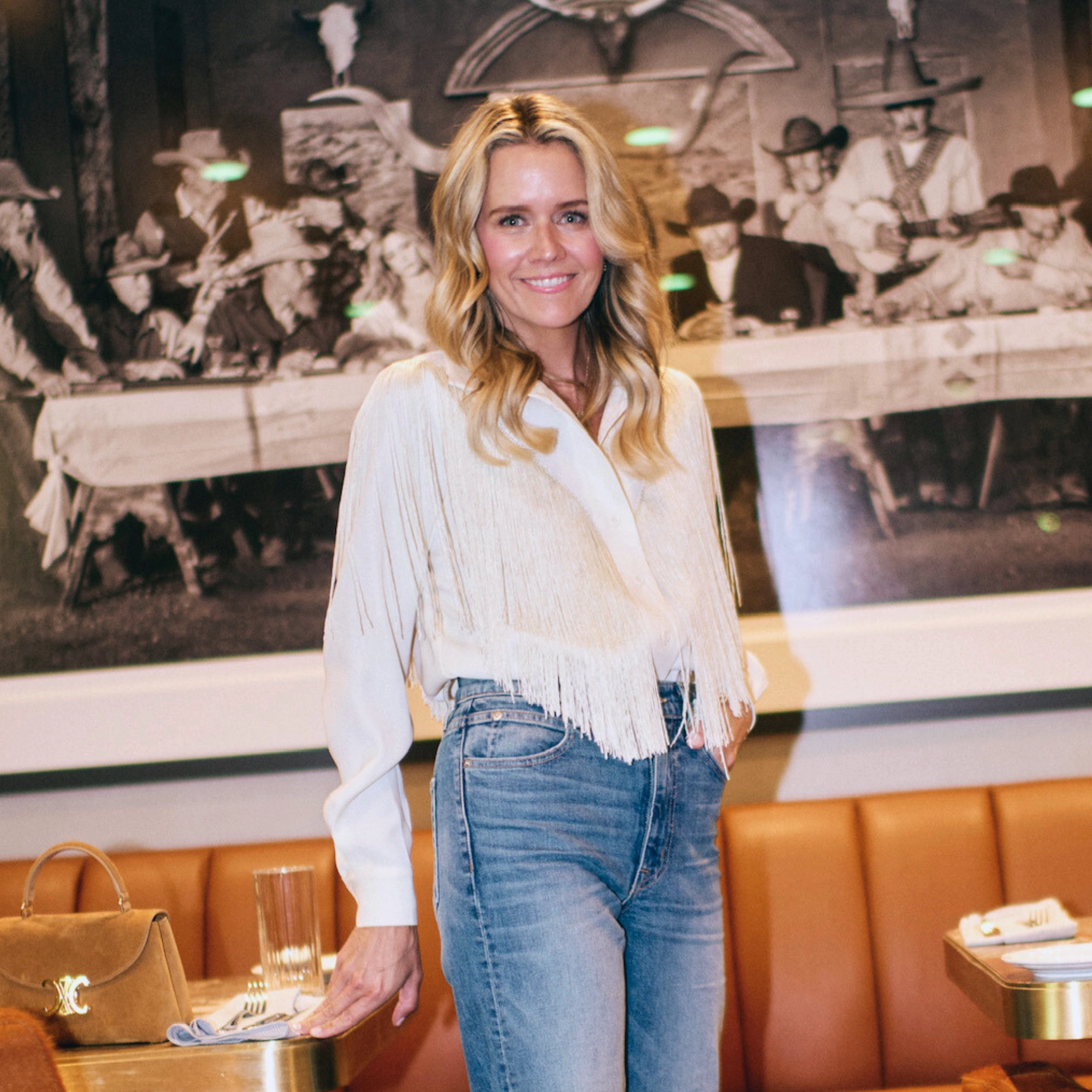 Easy Care Fabric Finish Movement Flex MASON'S DAUGHTER | Loretta Western Fringe Top, Ivory