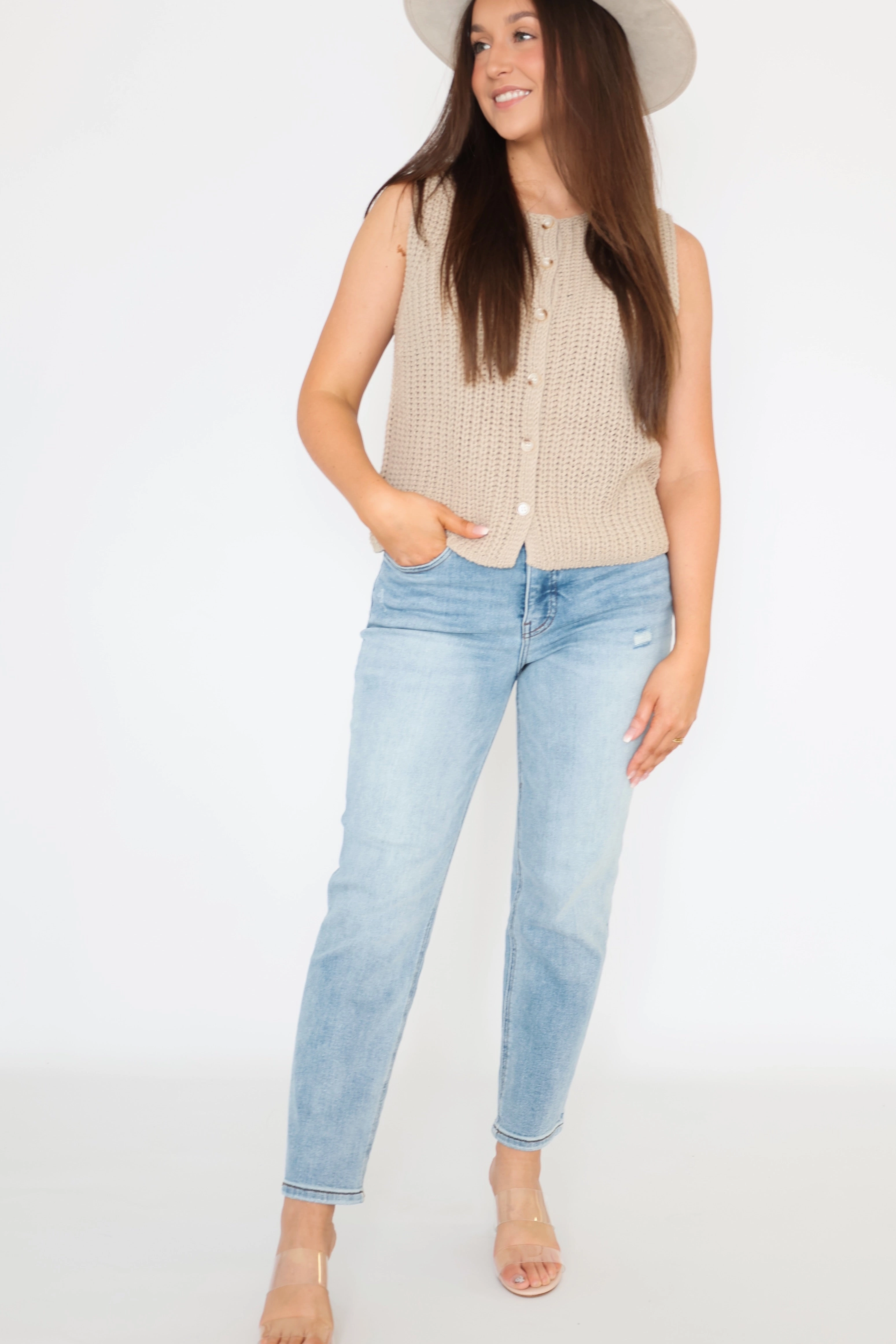 Rachael High Rise Fab Ab Mom Jean - Recognition- FINAL SALE MoistureWickingMaterial