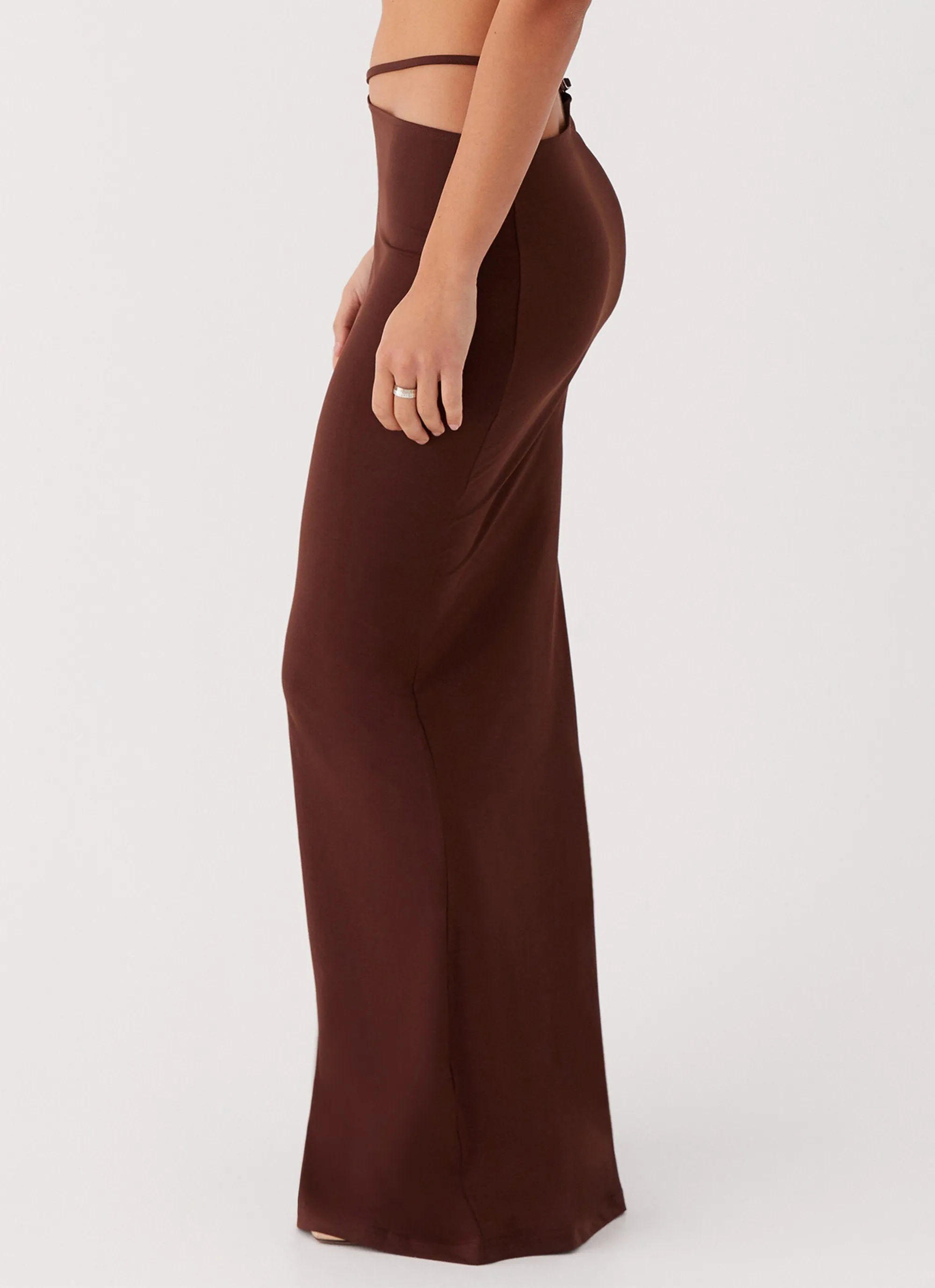 Leg Elongating Minimal Vibes Like You Do Low Rise Maxi Skirt - Chocolate