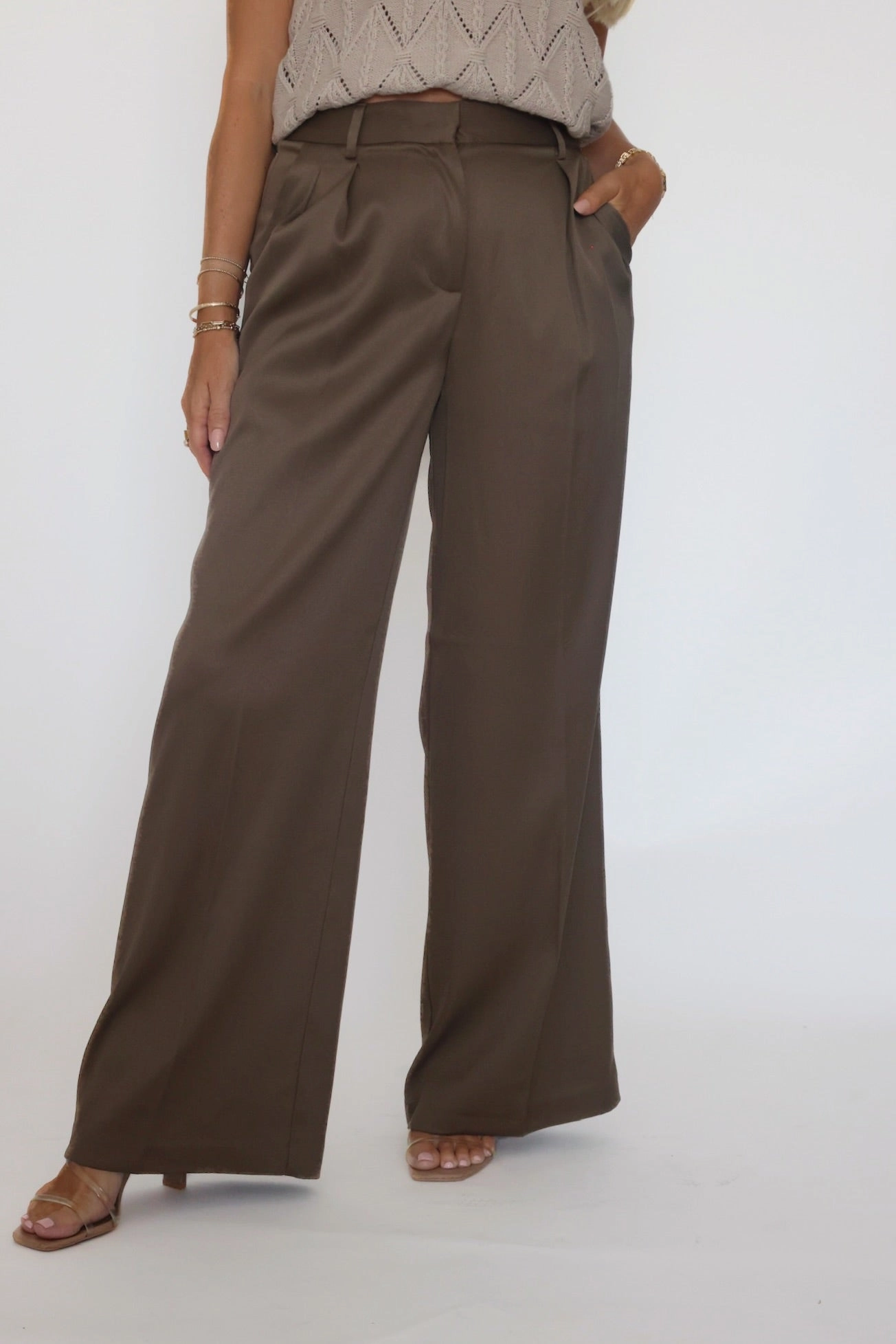 Lilibet Satin Pant - Khaki SeamlessSidePanels Slim Fit Shirt