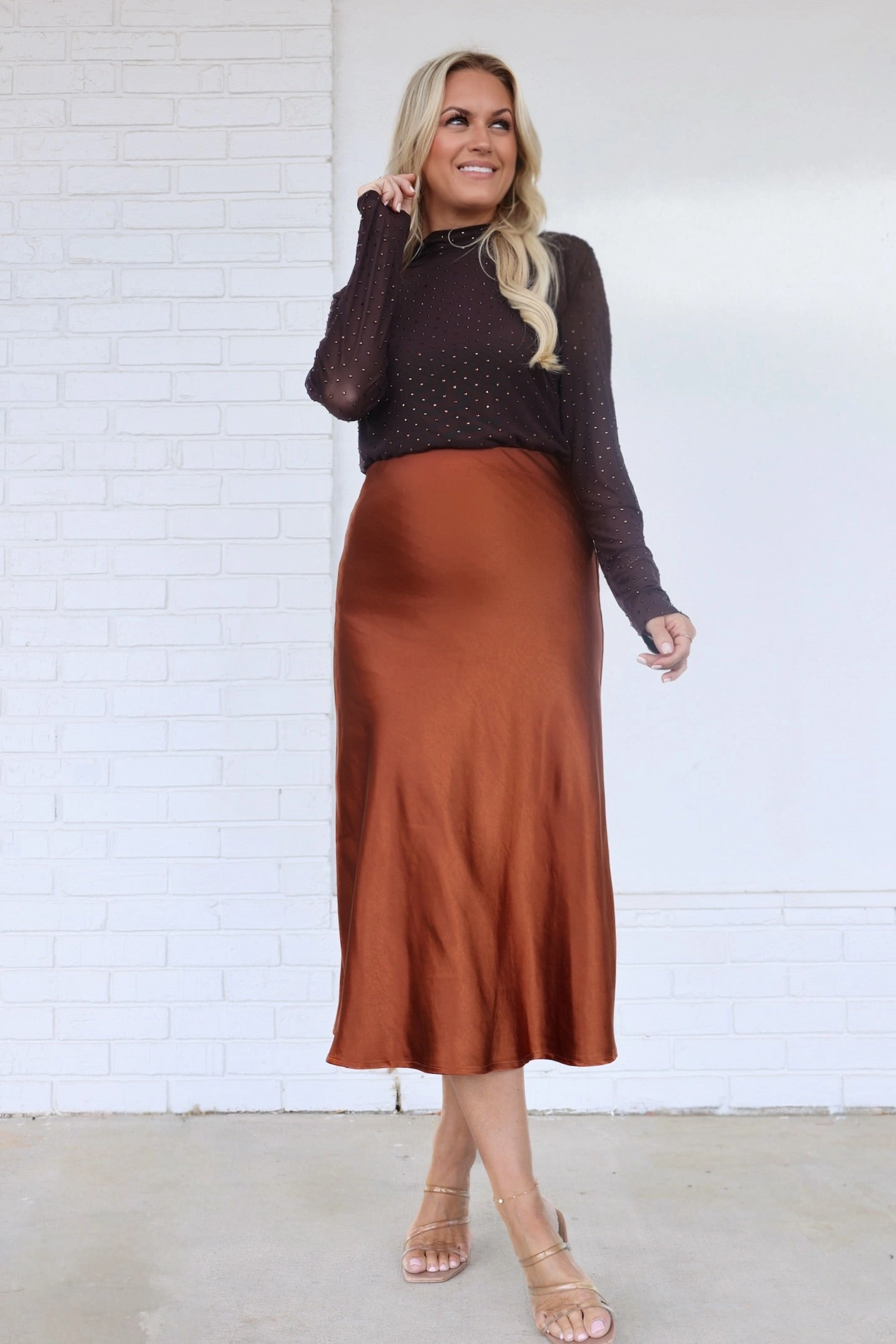 Lincoln Satin Skirt AntiSnagYarnProcessing Anti Static Weave Technology