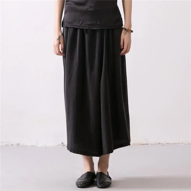Linen Trousers Black Women Dress Slacks Pants K037