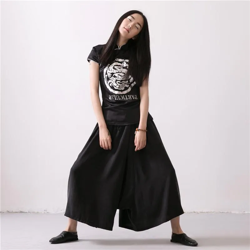 Linen Trousers Black Women Dress Slacks Pants K037