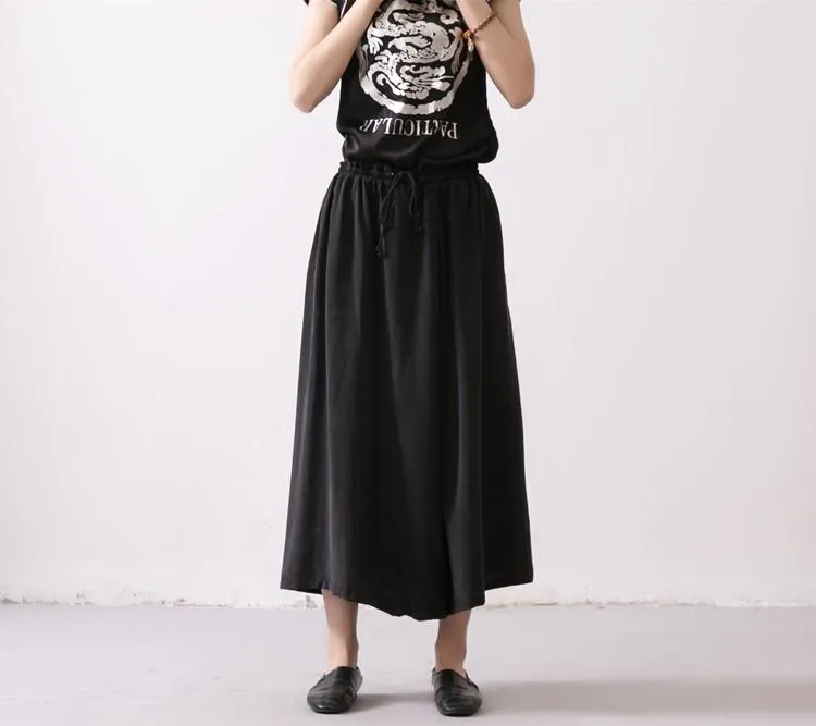 Linen Trousers Black Women Dress Slacks Pants K037