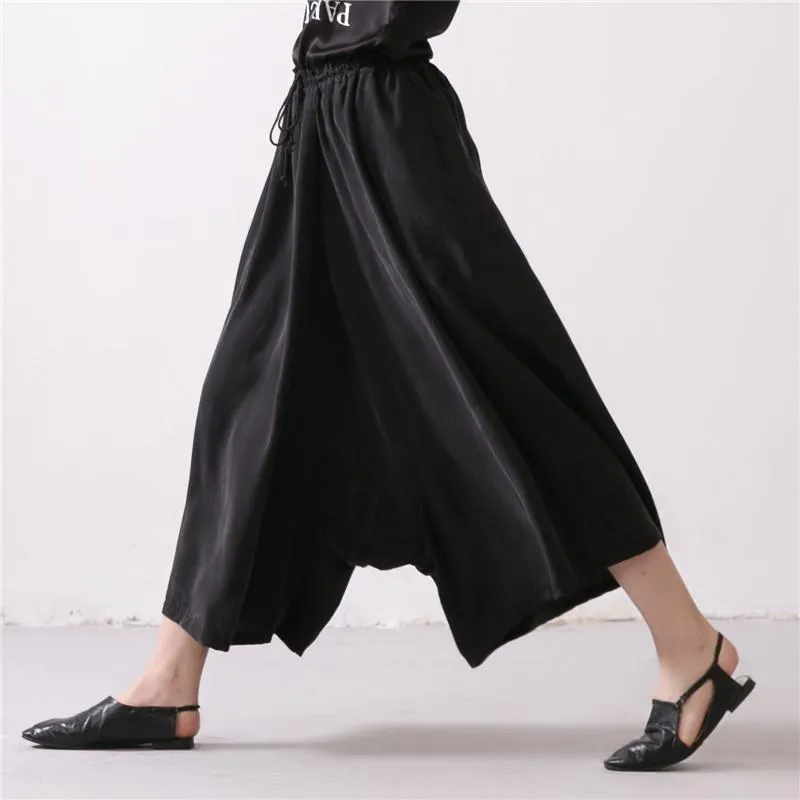 Linen Trousers Black Women Dress Slacks Pants K037