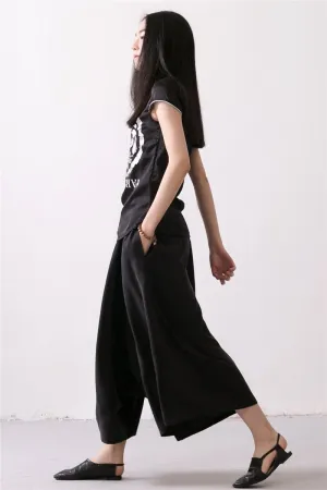 Linen Trousers Black Women Dress Slacks Pants K037