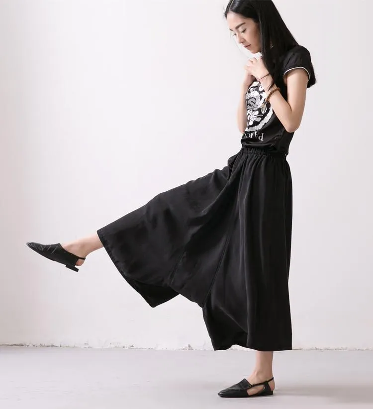 Linen Trousers Black Women Dress Slacks Pants K037