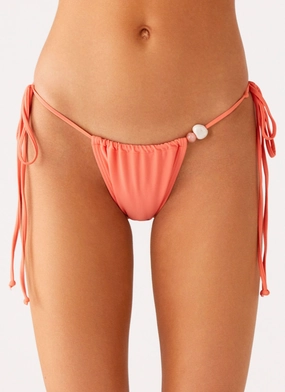 Liona Bead Bikini Bottoms - Coral Non Restrictive Mobility Liona Bead Bikini Bottoms - Coral Travel Ready