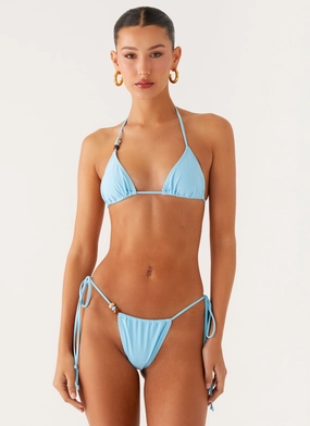 Liona Bead Bikini Bottoms - Turquoise Wind Resistant High Elasticity Liona Bead Bikini Bottoms - Turquoise