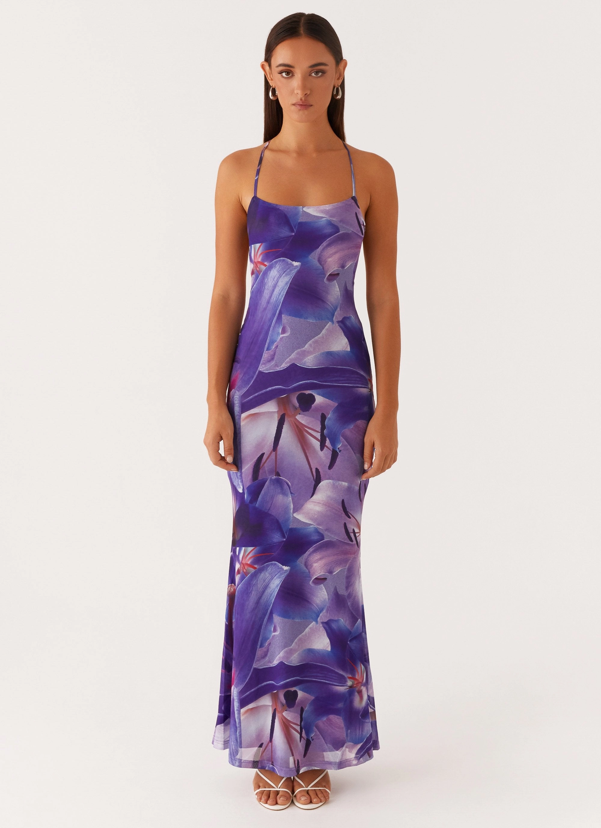 Livia Maxi Dress - Purple White Lilly Soft Layering