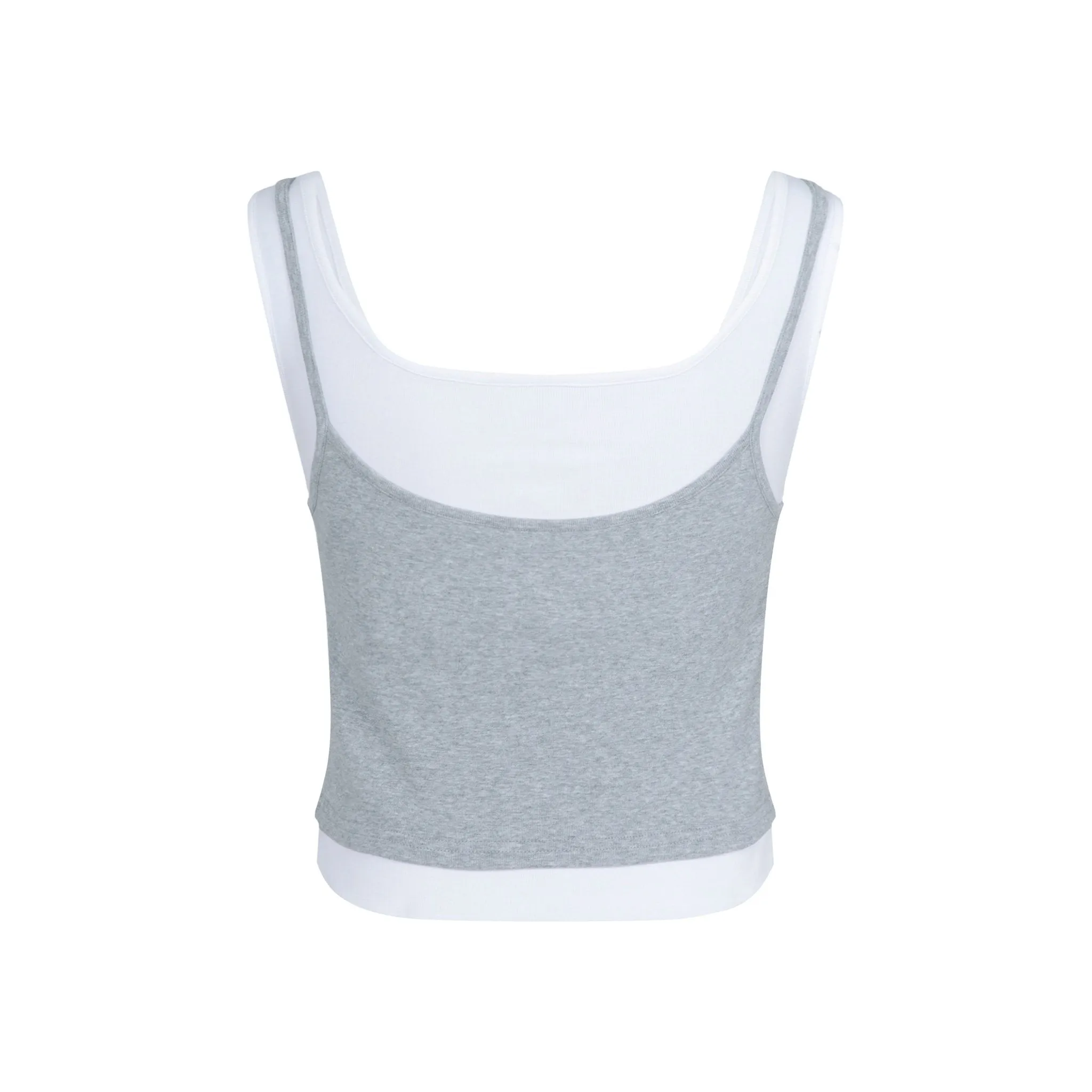 Logo Drill Label False Two Piece Camisole Tank Top Gray