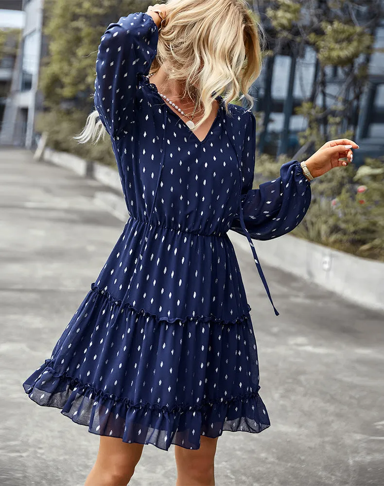 Long Sleeve V-neck Sexy Dress