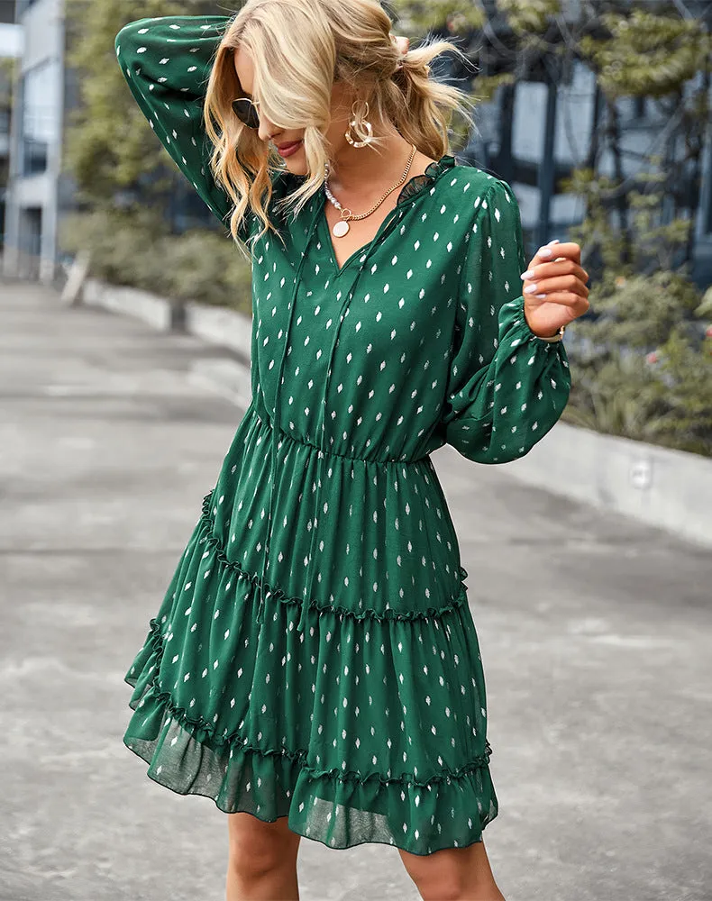 Long Sleeve V-neck Sexy Dress