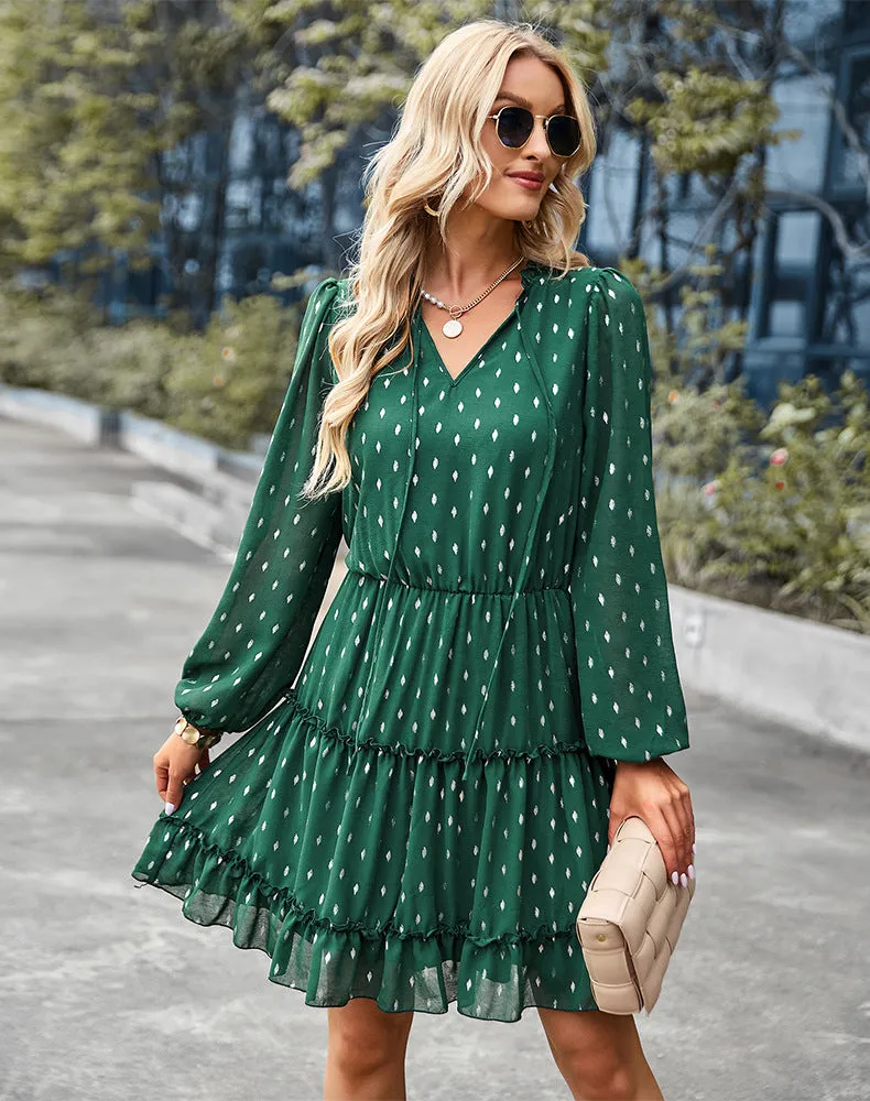 Long Sleeve V-neck Sexy Dress