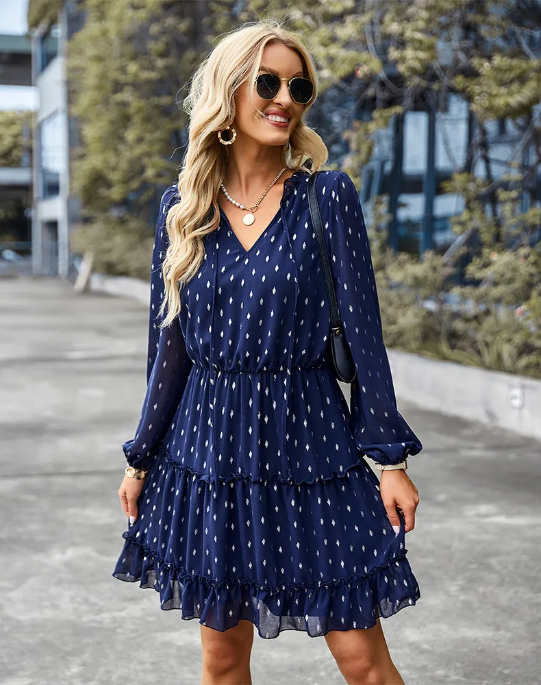 Long Sleeve V-neck Sexy Dress