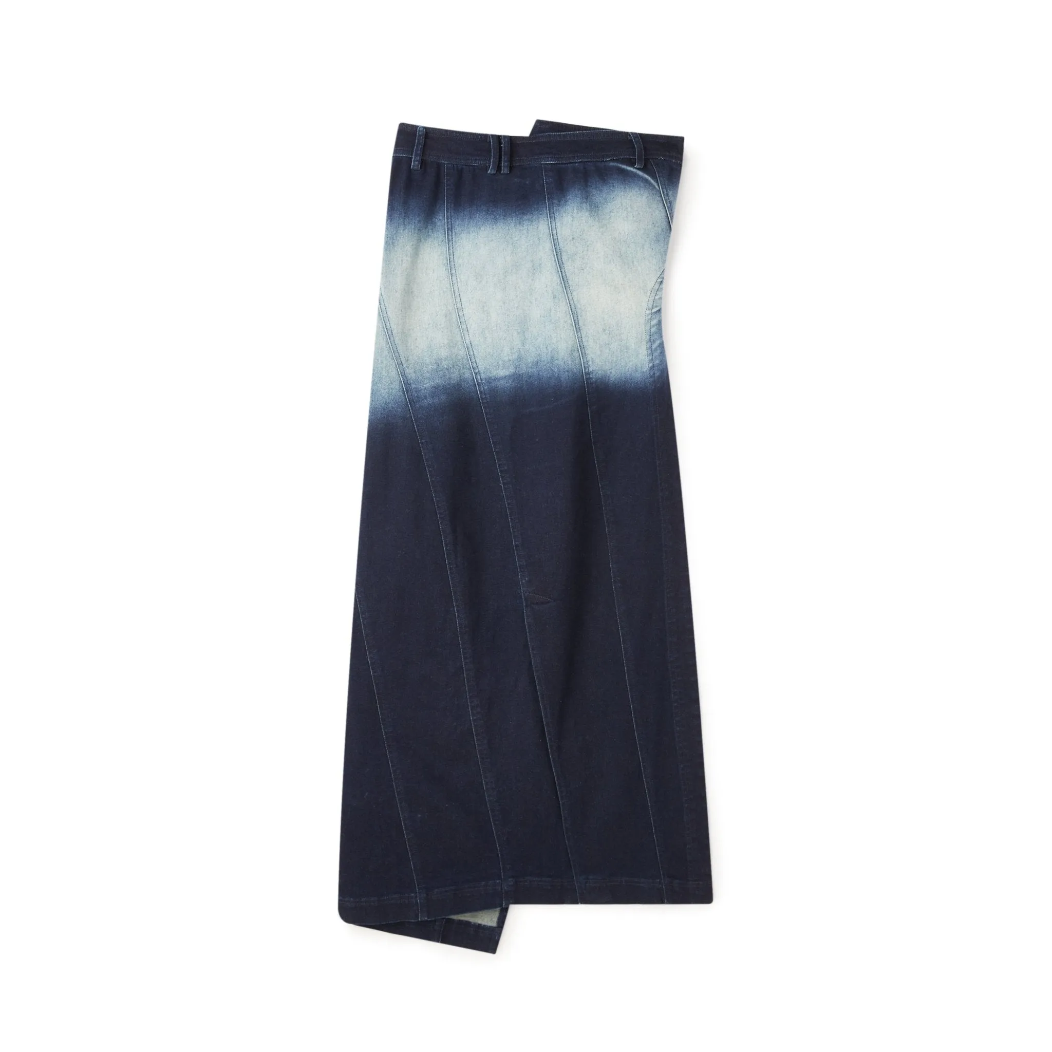 Long Slit Bandeau Acid Wash Denim Top