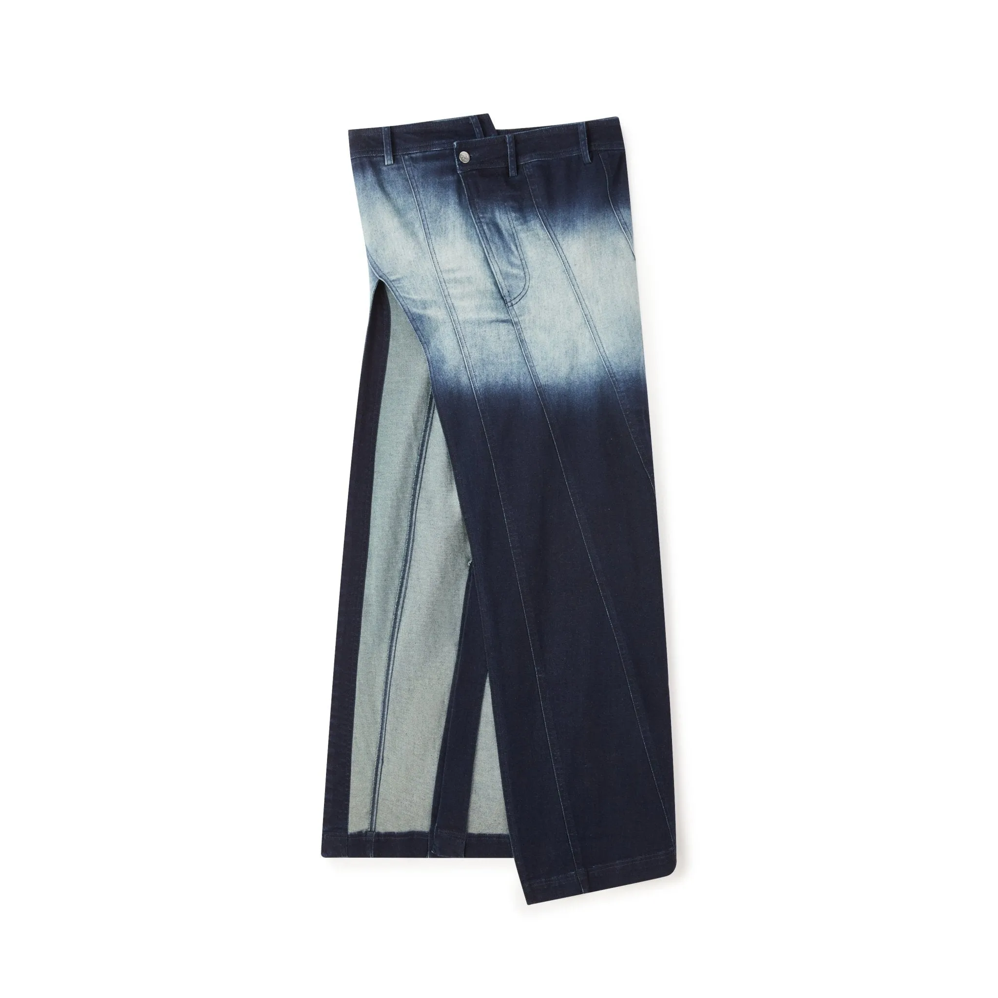 Long Slit Bandeau Acid Wash Denim Top