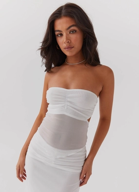 Look At Me Strapless Top - White Practical Fit Feel Look At Me Strapless Top - White Windproof Closure Fashion Use