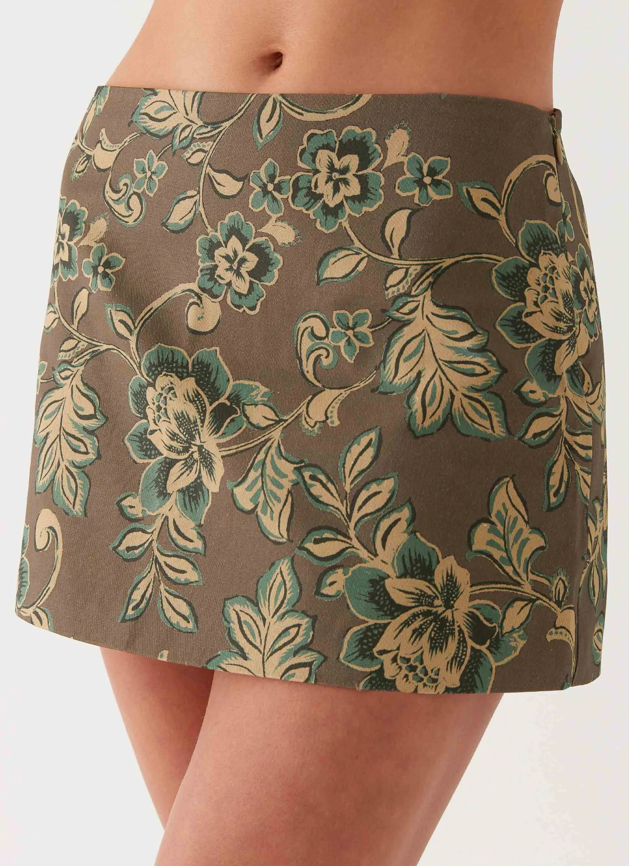 Cotton Rich Date night Tonnie Floral Mini Skirt - Brown Floral