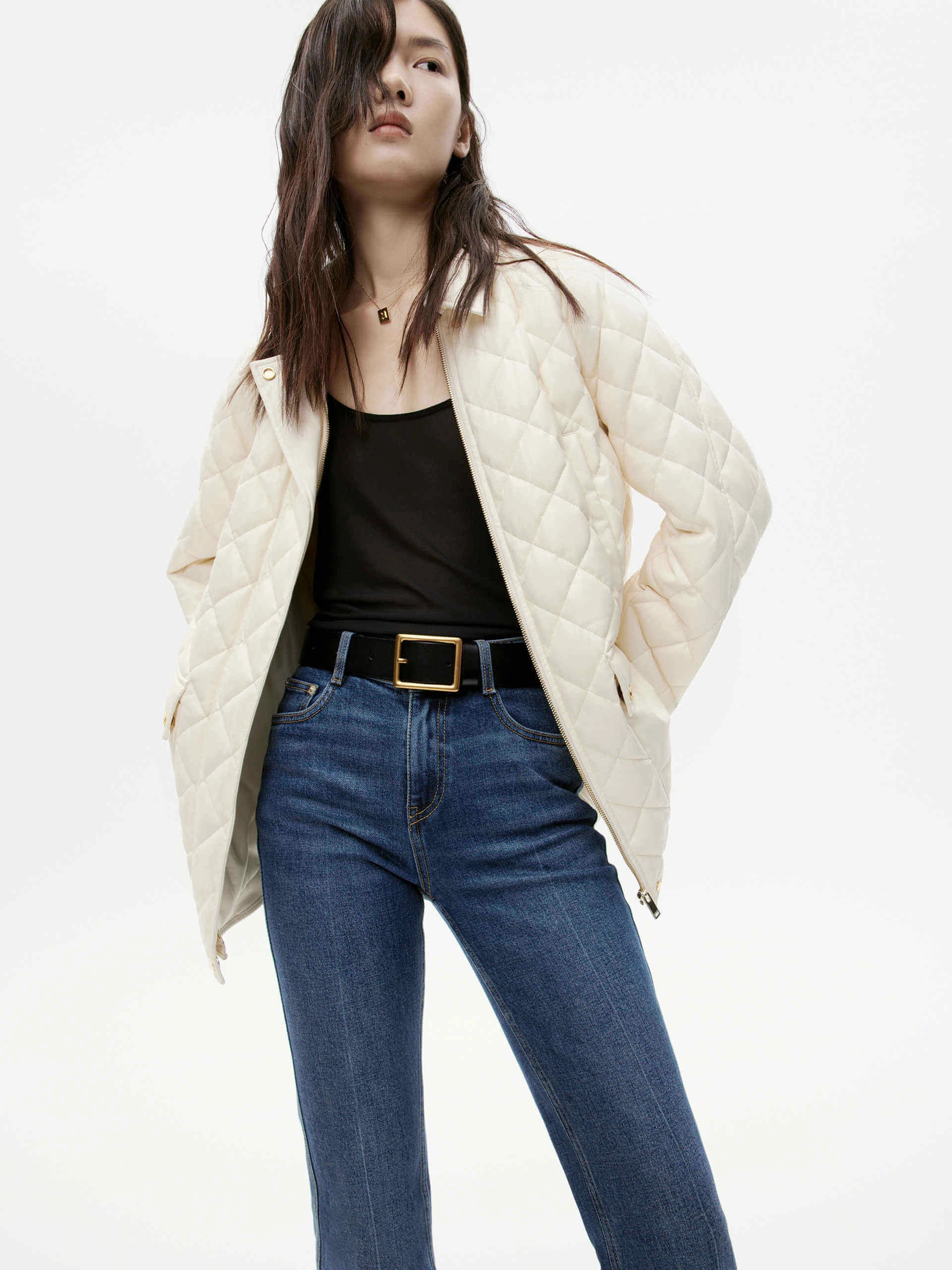 Loose Leather Quilted Jacket