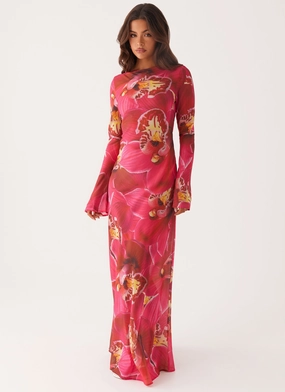 Lorde Maxi Dress - Orchid Pink Shine Finish Lux Look