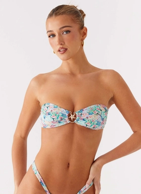 Lory Strapless Bikini Top - Santorini Floral Relaxing Swim Saltwater Resilient